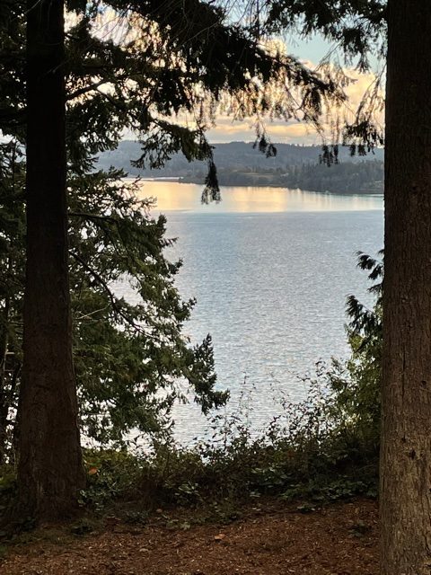 View of Hood Canal with sunset and tranquil waters