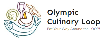 Text that reads "Olympic Culinary Loop" with logo for the organization with subtext that reads "Eat your Way Around the LOOP!"